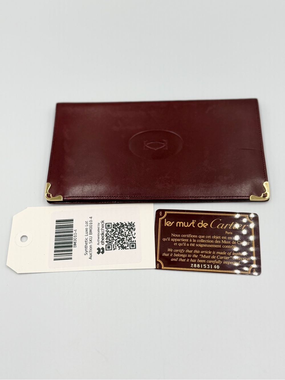 Vintage Must de Cartier Burgundy Leather Long Bifold Wallet